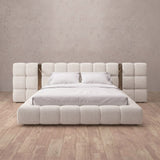 Linen Blend Off White — Extended Headboard with Integrated Lighting