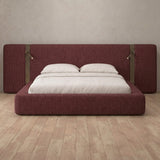 Linen Blend Burgundy — Extended Headboard with Integrated Lighting