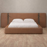 Performance Leather Cognac — Extended Headboard with Integrated Lighting