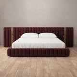 Boucle Burgundy — Extended Headboard with Integrated Lighting