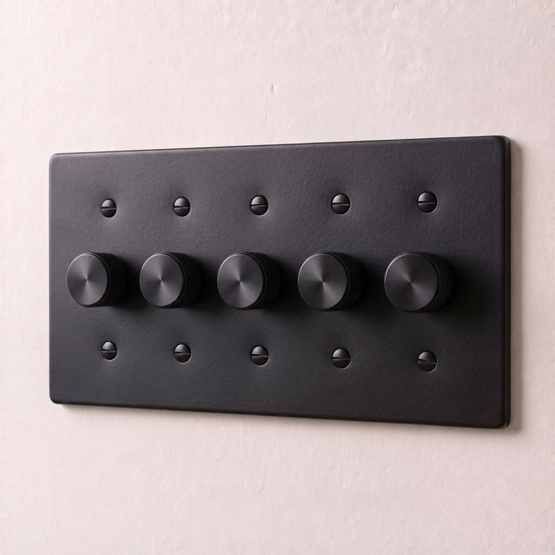 Brass Dimmer Switch — 5 Gang · Night Black
