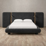 Boucle Smoke — Extended Headboard with Integrated Lighting