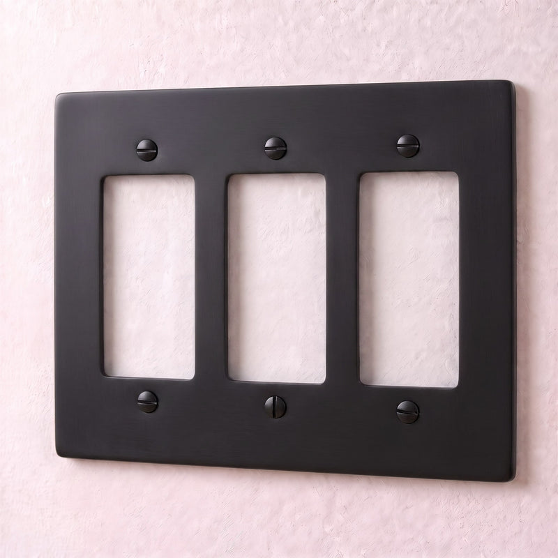 Brass Wall Plate — 3 Gang · Night Black