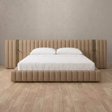 Performance Leather Latte — Extended Headboard with Integrated Lighting