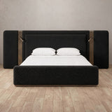 Boucle Charcoal — Extended Headboard with Integrated Lighting