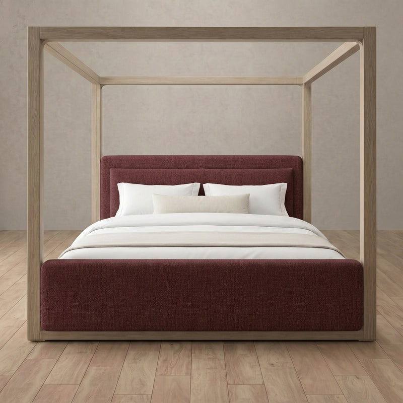 Lido Bed — Linen Blend Burgundy