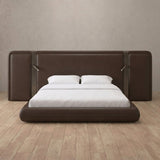 Performance Leather Espresso — Extended Headboard with Integrated Lighting