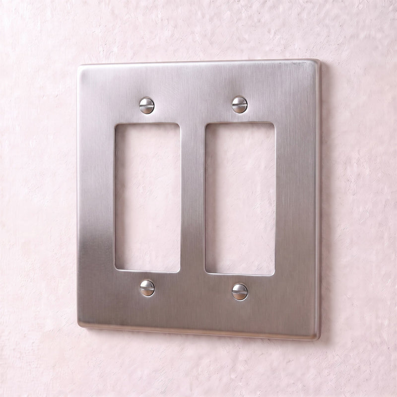 Brass Wall Plate — 2 Gang · Stainless Steel