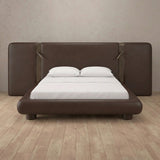 Performance Leather Espresso — Extended Headboard with Integrated Lighting