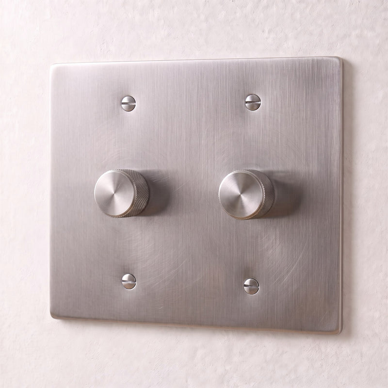 Brass Dimmer Switch — 2 Gang · Stainless Steel