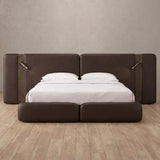Performance Leather Espresso — Extended Headboard with Integrated Lighting