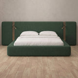 Linen Blend Forest Green — Extended Headboard with Integrated Lighting