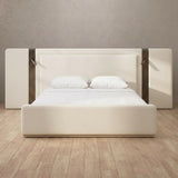 Performance Leather Off White — Extended Headboard with Integrated Lighting