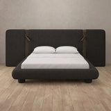 Linen Blend Charcoal — Extended Headboard with Integrated Lighting