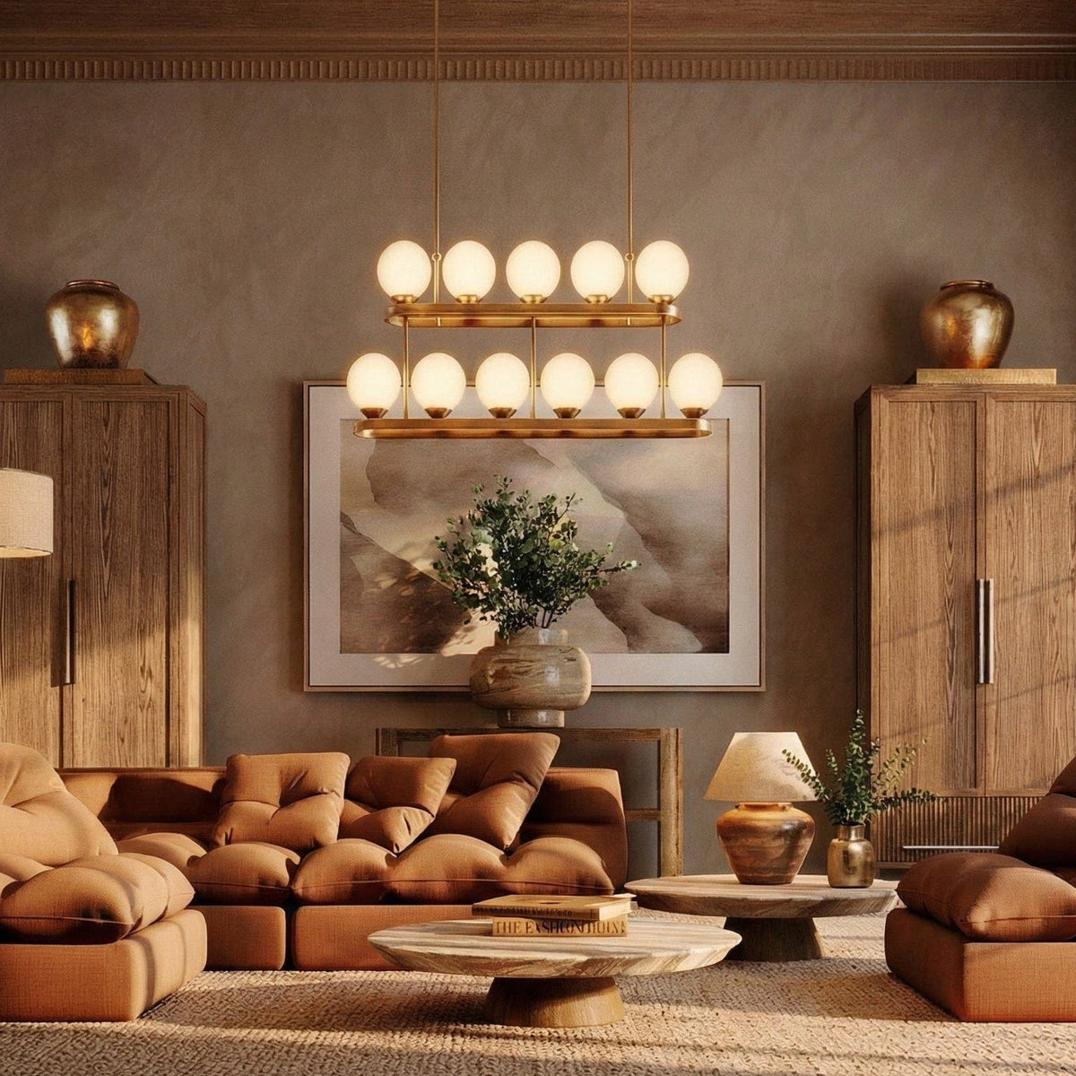 Halo Strata Two-Tier Rectangular Chandelier — lifestyle