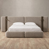 Boucle Taupe — Extended Headboard with Integrated Lighting