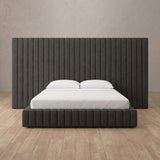 Linen Blend Smoke — Full Height Headboard