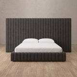 Linen Blend Smoke — Full Height Headboard