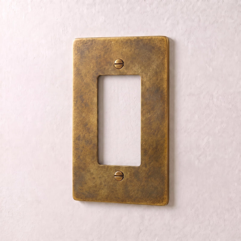 Brass Wall Plate — 1 Gang · Vintage Brass with Patina