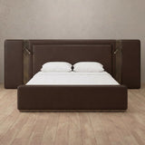 Performance Leather Espresso — Extended Headboard with Integrated Lighting