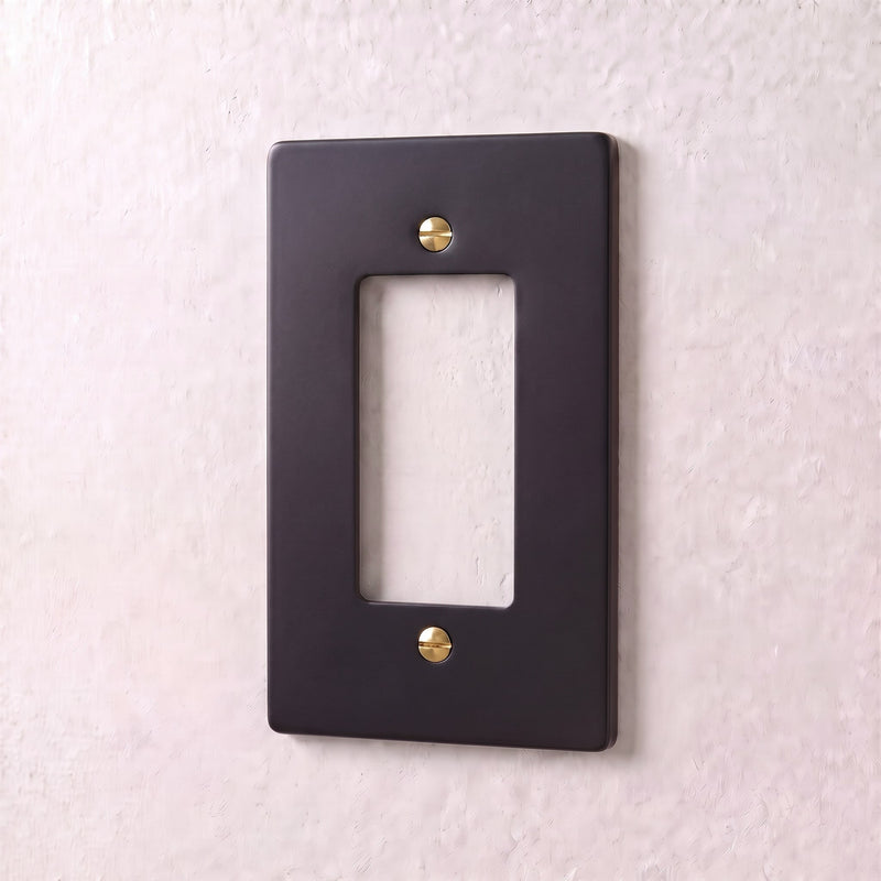 Brass Wall Plate — 1 Gang · Night Black with Brass