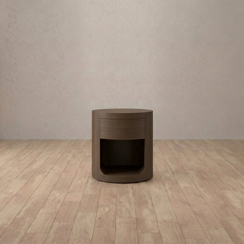 Modena Round Nightstand — Dark Walnut