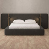 Linen Blend Charcoal — Extended Headboard with Integrated Lighting