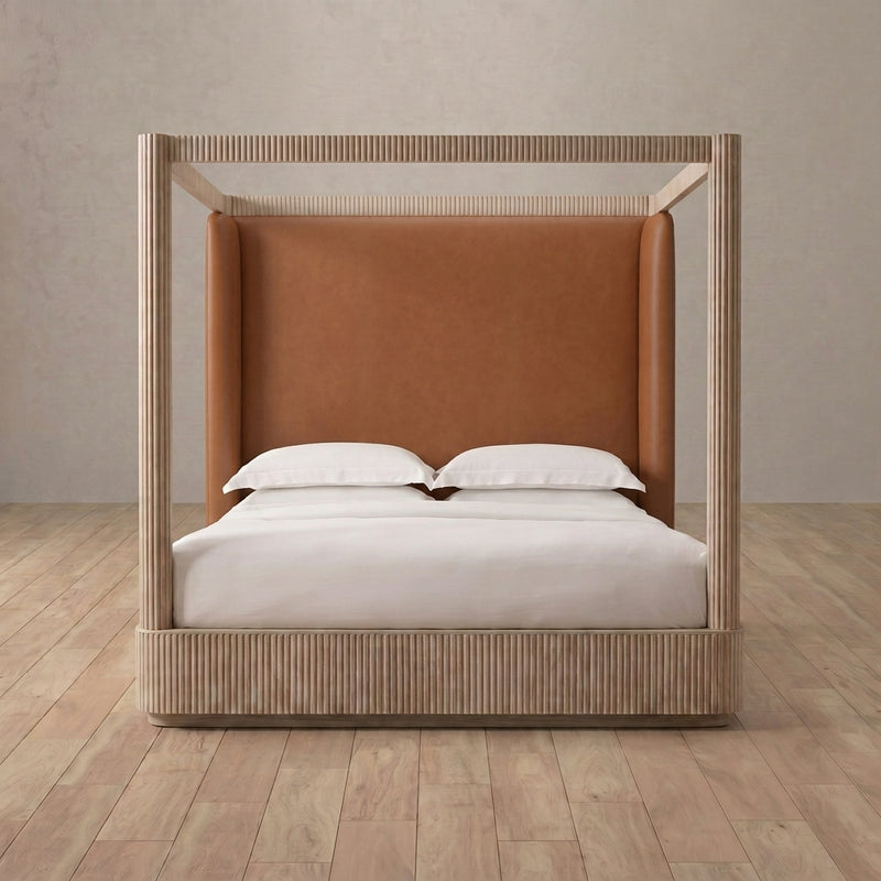 Hayes Bed — Performance Leather Cognac