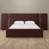 Performance Leather Burgundy — Extended Headboard with Integrated Lighting
