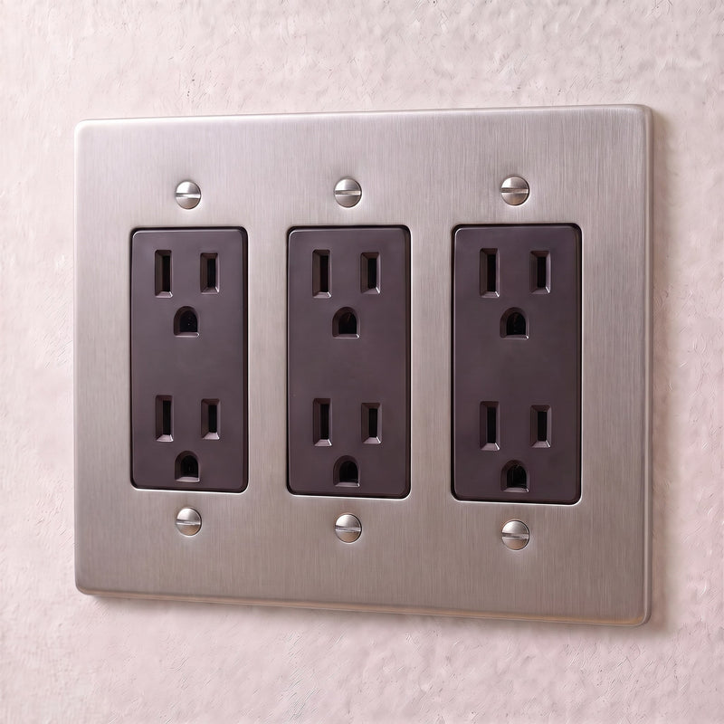 Brass Outlet — 3 Gang · Stainless Steel