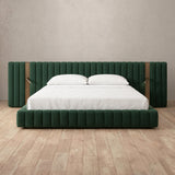 Boucle Forest Green — Extended Headboard with Integrated Lighting