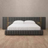 Performance Leather Smoke — Extended Headboard with Integrated Lighting