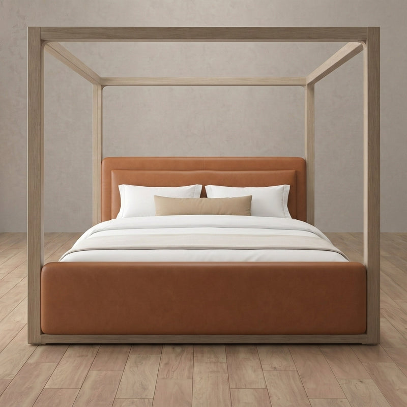 Lido Bed — Performance Leather Cognac