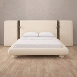 Performance Leather Cream — Extended Headboard with Integrated Lighting