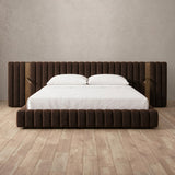 Boucle Espresso — Extended Headboard with Integrated Lighting