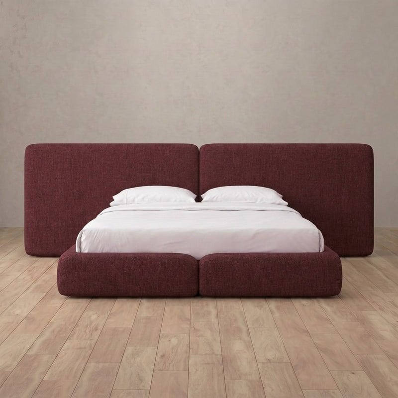 Nolan Bed — Linen Blend Burgundy