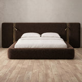 Boucle Espresso — Extended Headboard with Integrated Lighting