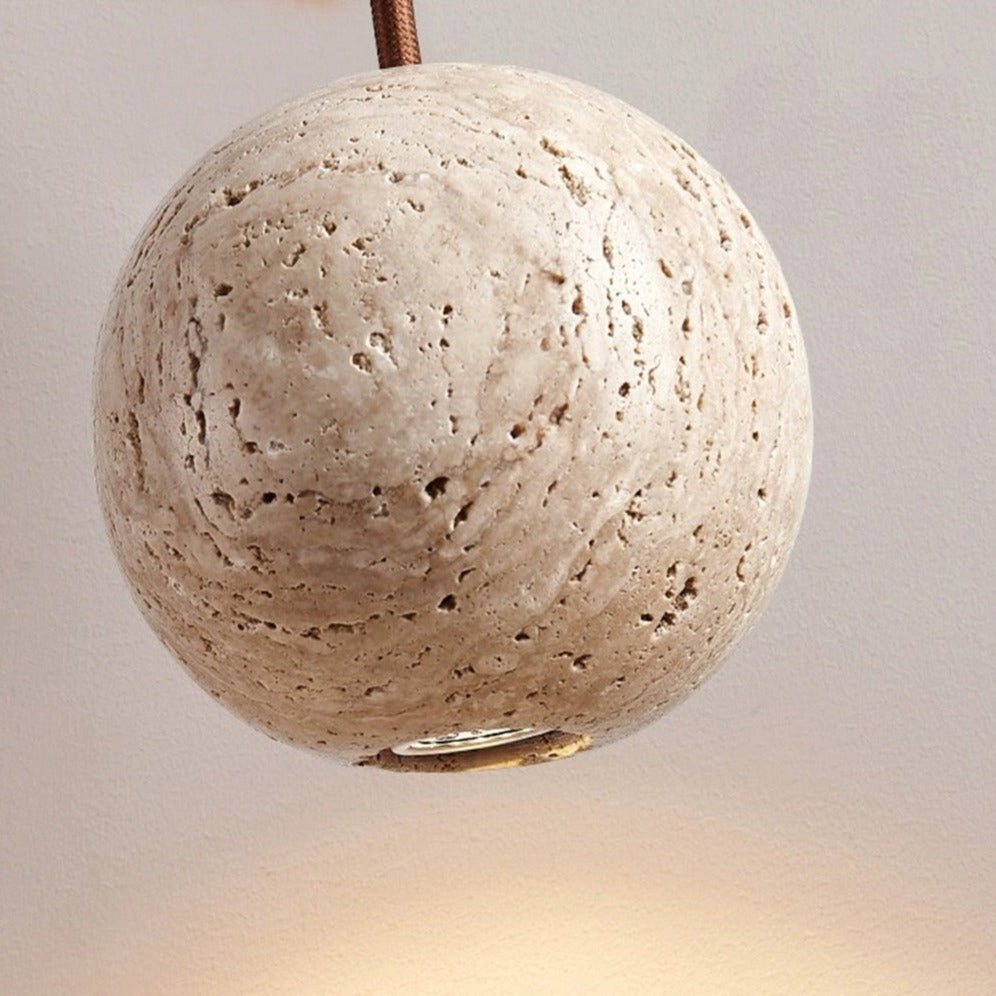 Travertine Spherical Pendant — lifestyle