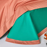 Dream Orange Green Duvet Cover Set (Long-Staple Sateen Cotton)