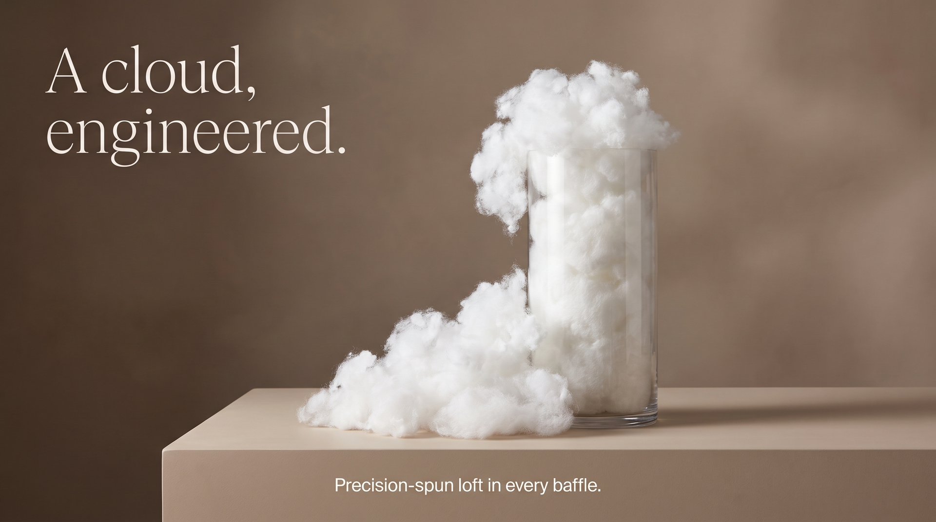 A cloud, engineered — down alternative fill banner (desktop)