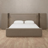 Performance Leather Taupe — Extended Headboard with Integrated Lighting