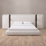 Linen Blend Off White — Extended Headboard with Integrated Lighting