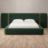 Boucle Forest Green — Extended Headboard with Integrated Lighting