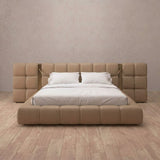 Performance Leather Latte — Extended Headboard with Integrated Lighting