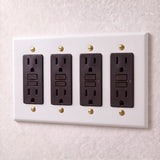 White with Brass::4 Gang::GFCI