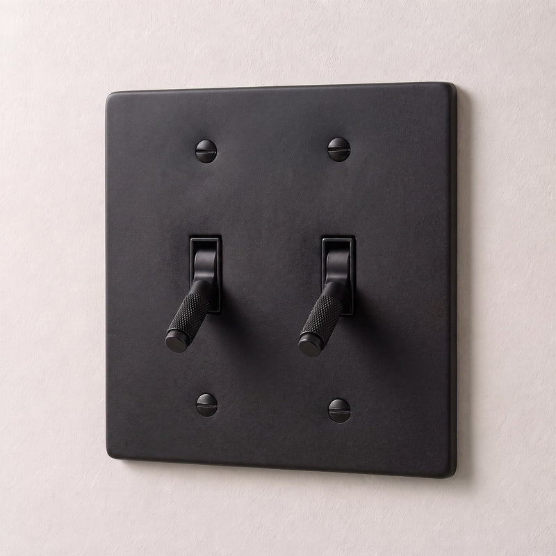Brass Toggle Switch — 2 Gang · Night Black