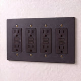 Night Black with Brass::4 Gang::GFCI