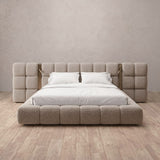 Boucle Taupe — Extended Headboard with Integrated Lighting