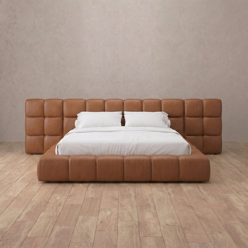 Sorrento Bed — Performance Leather Cognac