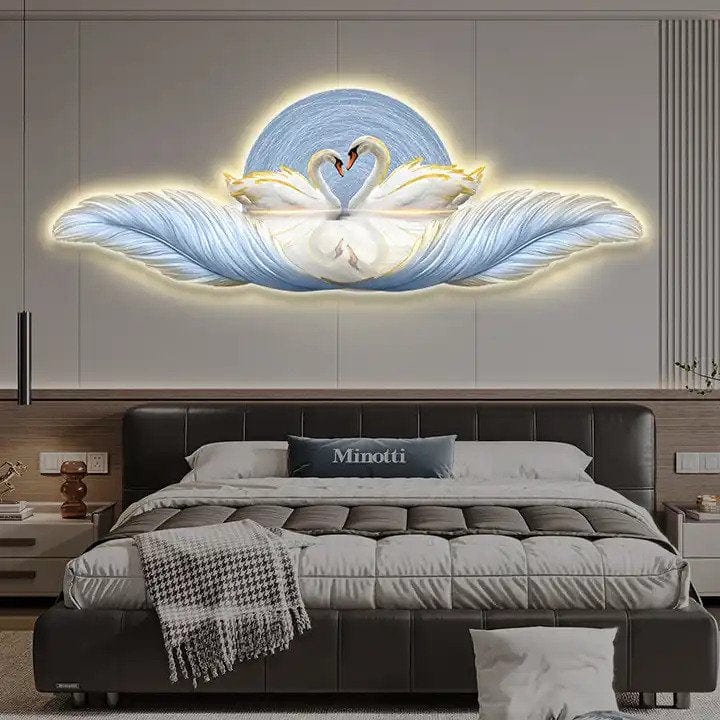 Feather Swan Art Deco Light